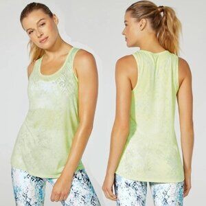 Marika Active Tank Top Size Large Butterfly Lime Green Burnout Sheer MLT3816A